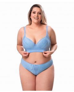 Conjunto Lingerie Plus Size Microfibra e Renda Vislumbre 1