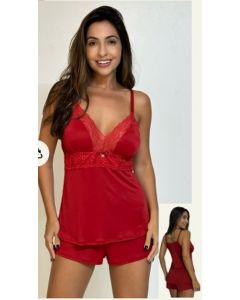 Shortdoll Decote Rendado Com Drapeado no Busto Short Liso 1